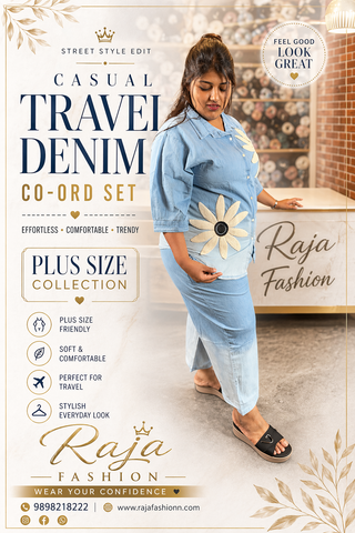 Plus Size Denim Co-Ord Set for Women – Casual Travel Look