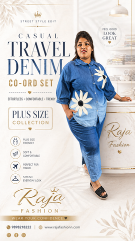 Plus Size Denim Co-Ord Set for Women – Casual Travel Look