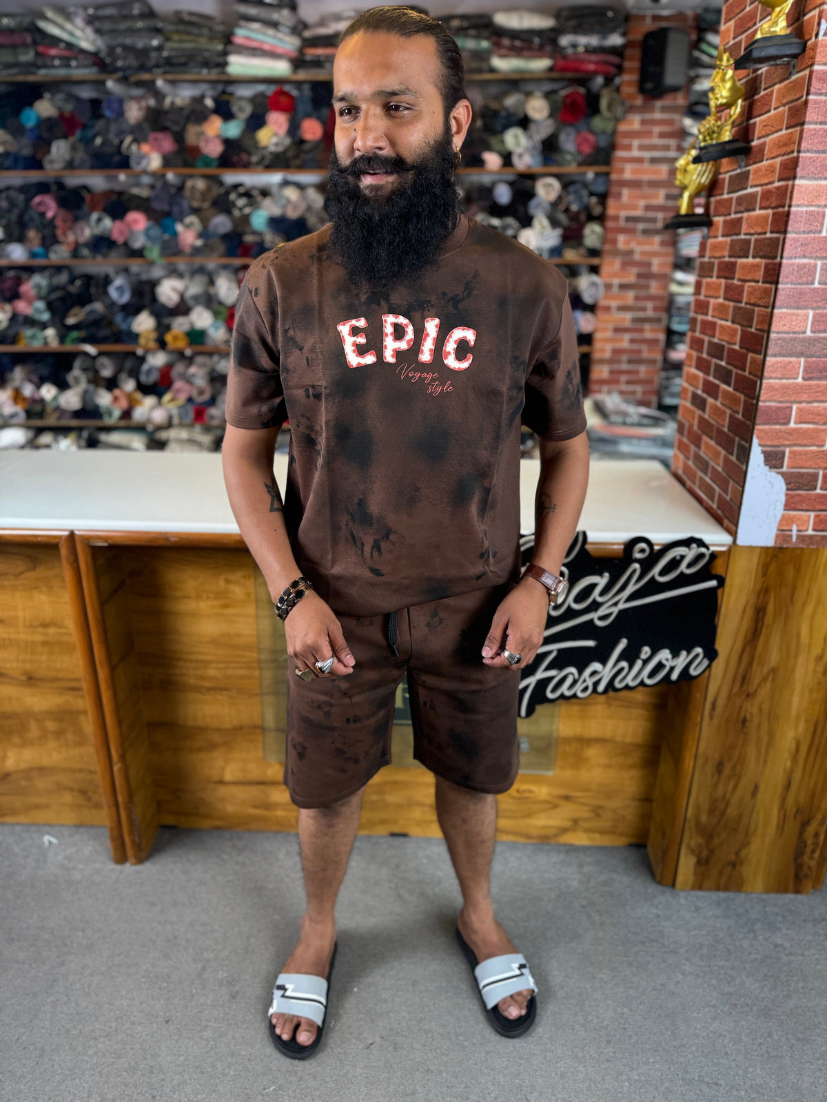 Men’s Printed Cotton Shorts Co-Ord Set