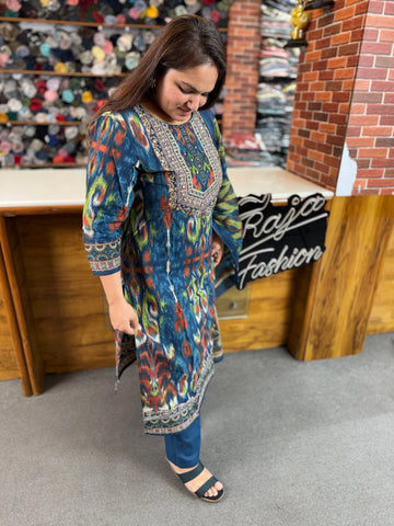 Women’s Ikat Cotton Kurta Set with Dupatta