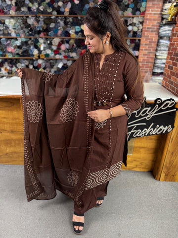 Premium Women's Cotton Kurti Set | Elegant Embroidered Ethnic Wear