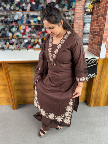 Women's Premium Mul Cotton Embroidered 3 Piece Kurta Set | Raja Fashion