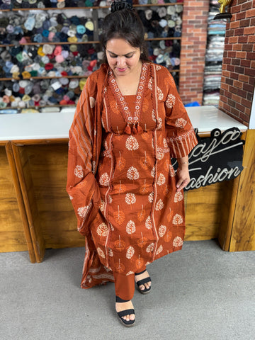 Women's Premium Cotton Printed 3-Piece Kurta Set | Raja Fashion