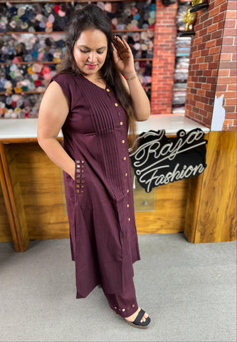 Premium Women's Cotton Co-Ord Set with Pintuck Design | Designer Kurta Pant Set