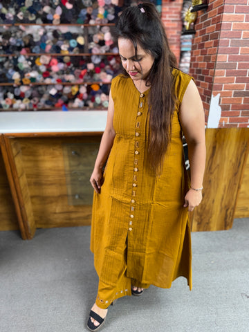 Premium Women's Cotton Co-Ord Set with Pintuck Design | Designer Kurta Pant Set