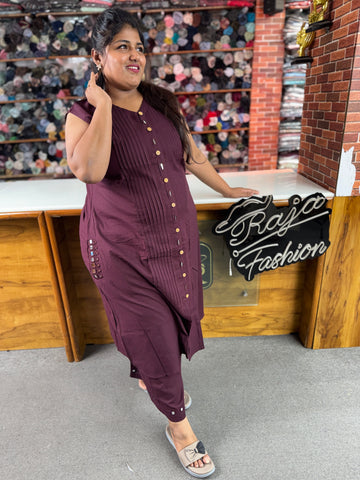 Premium Women's Cotton Co-Ord Set with Pintuck Design | Designer Kurta Pant Set