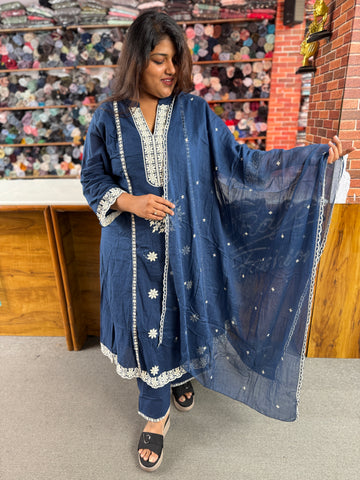 Women's Plus Size Premium Embroidered 3- Piece Kurta Set | Soft & Breathable Ethnic Wear | Raja Fashion