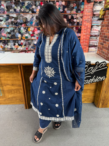 Women's Plus Size Premium Embroidered 3- Piece Kurta Set | Soft & Breathable Ethnic Wear | Raja Fashion