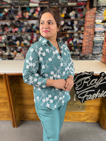 Stylish Floral Co-ord Set for Women | Cotton Embroidery Co-ord Set | Daily Wear & Casual Outfit.