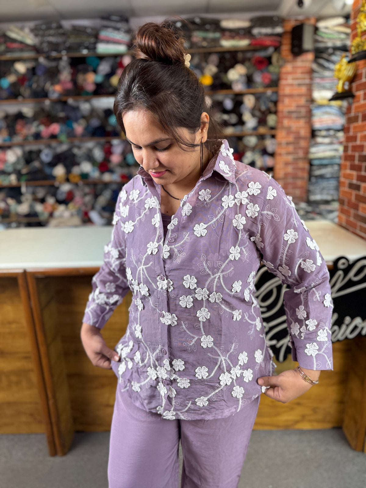 Stylish Floral Co-ord Set for Women | Cotton Embroidery Co-ord Set | Daily Wear & Casual Outfit.