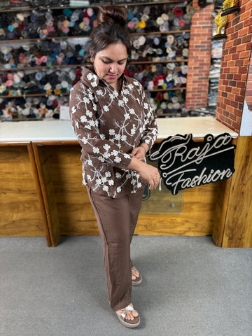 Stylish Floral Co-ord Set for Women | Cotton Embroidery Co-ord Set | Daily Wear & Casual Outfit.