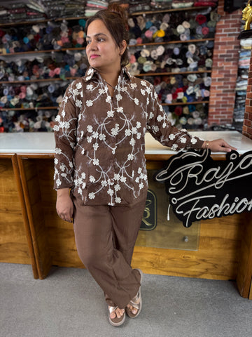 Stylish Floral Co-ord Set for Women | Cotton Embroidery Co-ord Set | Daily Wear & Casual Outfit.