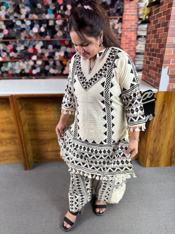 Women's Premium Farshi Salwar Co-Ord Set | Designer Embroidered Kurta with Farshi Salwaar | Luxury Ethnic Wear