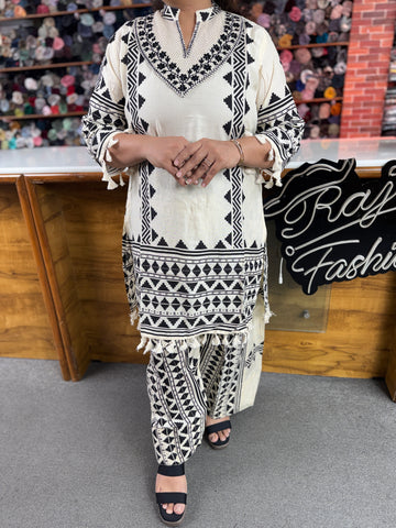 Women's Premium Farshi Salwar Co-Ord Set | Designer Embroidered Kurta with Farshi Salwaar | Luxury Ethnic Wear