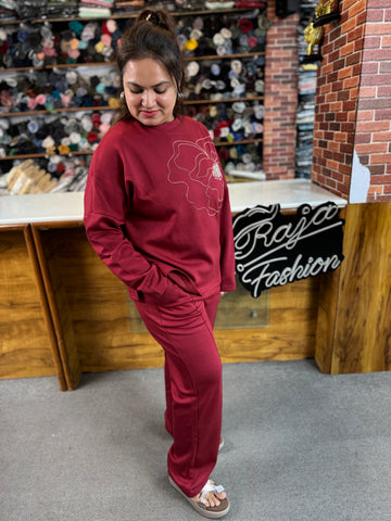 Women Imported Designer Floral Co-Ord Set | Baggy Drop Shoulder Luxe Fit