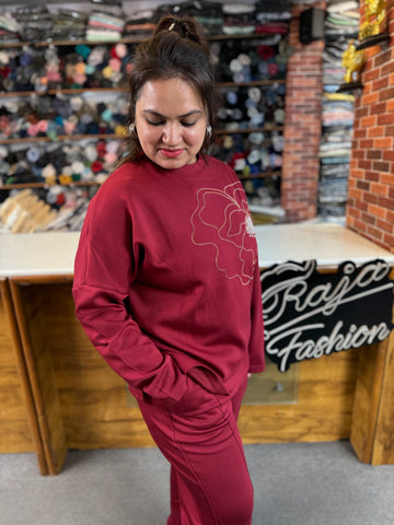 Women Imported Designer Floral Co-Ord Set | Baggy Drop Shoulder Luxe Fit