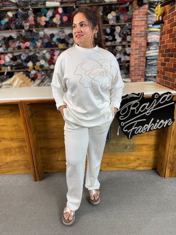 Women Imported Designer Floral Co-Ord Set | Baggy Drop Shoulder Luxe Fit