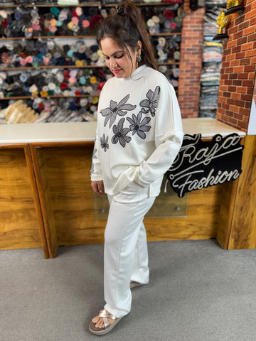 Women Imported Designer Baggy Co-Ord Set | Drop Shoulder Floral Luxe Outfit