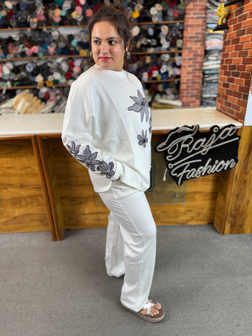 Women Imported Designer Baggy Co-Ord Set | Drop Shoulder Floral Luxe Outfit