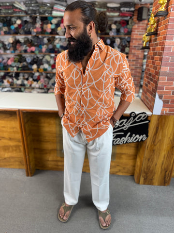 Men’s Textured Designer Shirt – Abstract Thread Work Style