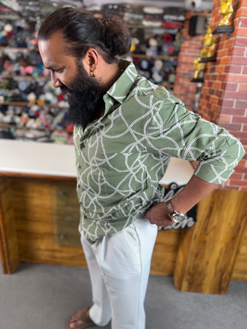 Men’s Textured Designer Shirt – Abstract Thread Work Style