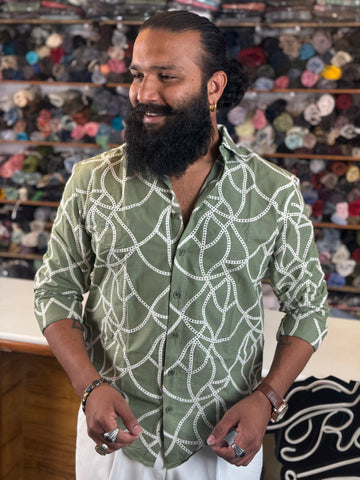 Men’s Textured Designer Shirt – Abstract Thread Work Style