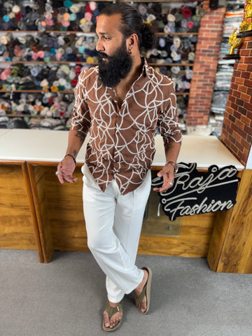 Men’s Textured Designer Shirt – Abstract Thread Work Style