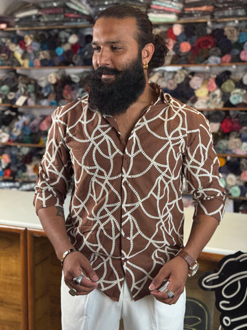 Men’s Textured Designer Shirt – Abstract Thread Work Style