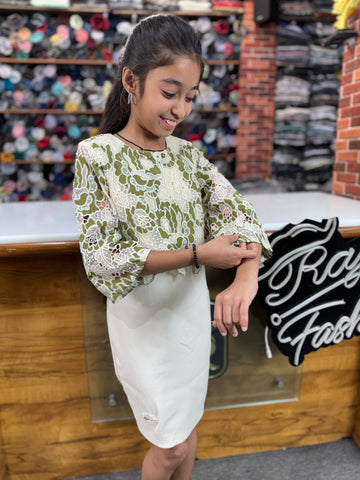Girls Party Wear Embroidered Midi Dress