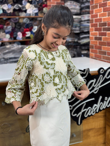 Girls Party Wear Embroidered Midi Dress