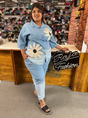 Plus Size Denim Co-Ord Set for Women – Casual Travel Look