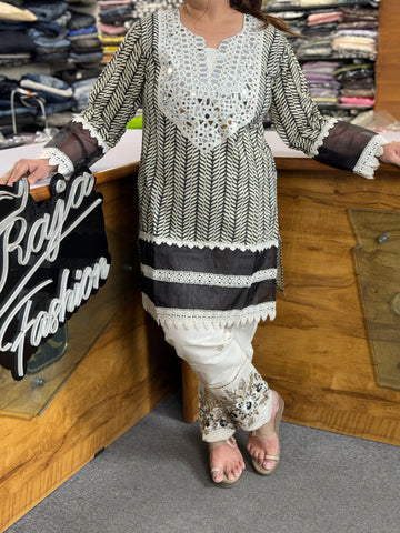 Classic Black Ivory Kurta Set - Raja Fashion 👑