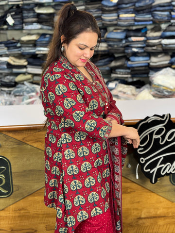 Royal Print Cotton 3-Piece Ethnic Set – Raja Fashion 👑