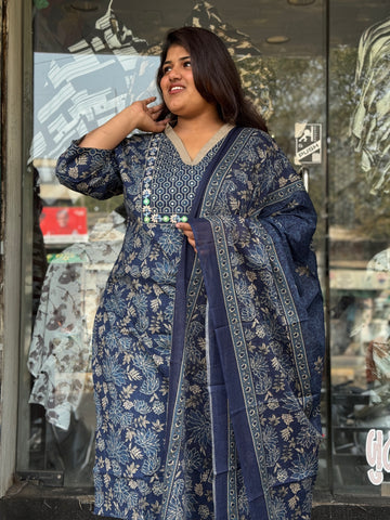 Plus Size Cotton Kurta Set with Dupatta – Raja Fashion 👑