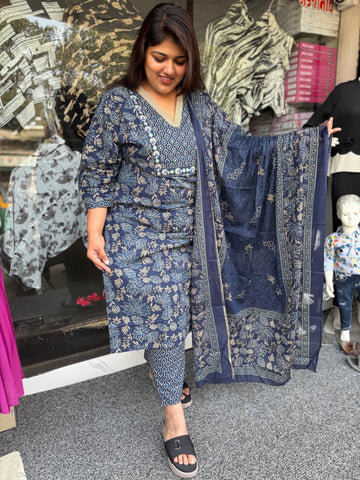 Plus Size Cotton Kurta Set with Dupatta – Raja Fashion 👑