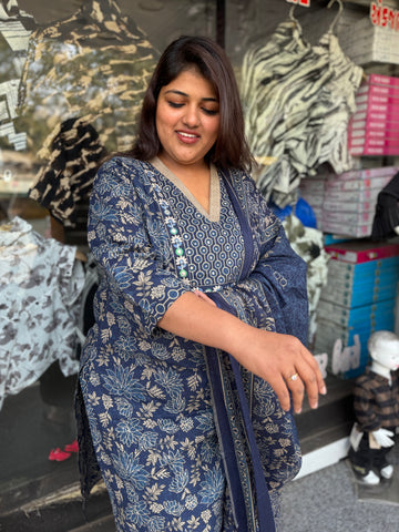 Plus Size Cotton Kurta Set with Dupatta – Raja Fashion 👑