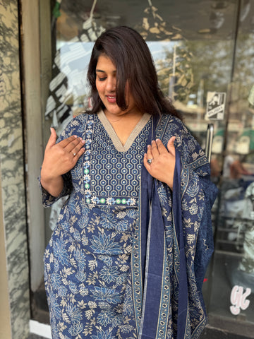 Plus Size Cotton Kurta Set with Dupatta – Raja Fashion 👑
