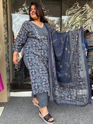Plus Size Cotton Kurta Set with Dupatta – Raja Fashion 👑