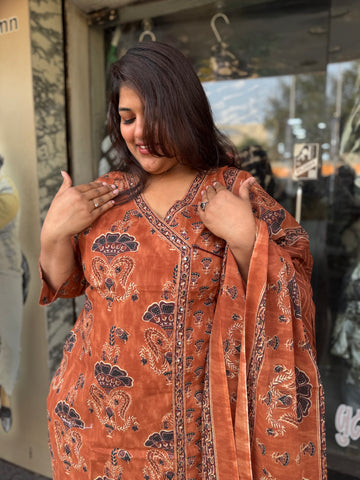Plus Size Cotton Kurta Set with Dupatta -  Raja Fashion👑