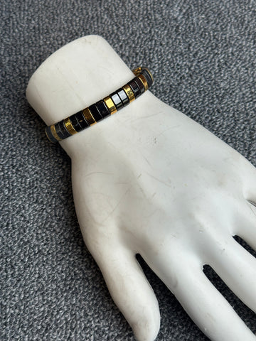 Stylish Unisex Black & Gold Block Bracelet 👑