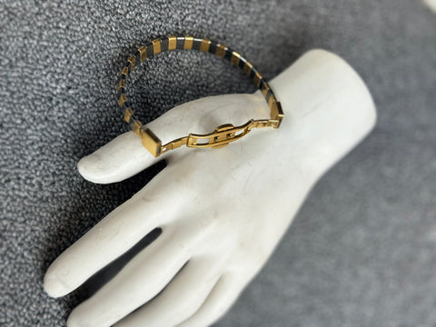 Unisex Black & Gold Pyramid Link Bracelet – Premium Statement Band 👑